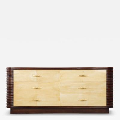 Italian Art Deco Parchment Chest of Drawers Attributed to Osvaldo Borsani 1940s