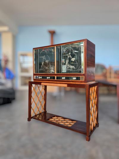 Italian Art Deco Rationalist Mirrored Sideboard or Cabinet Bar 1930s