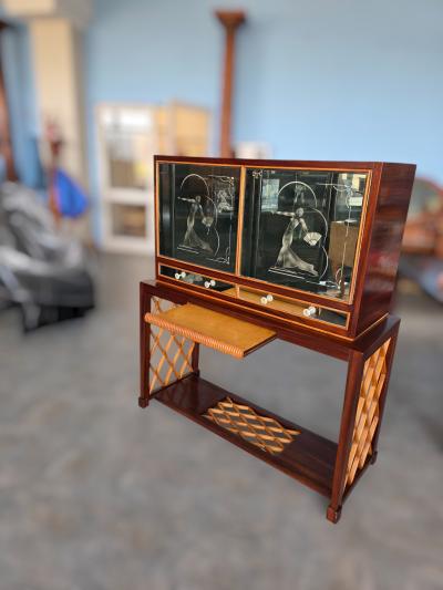 Italian Art Deco Rationalist Mirrored Sideboard or Cabinet Bar 1930s
