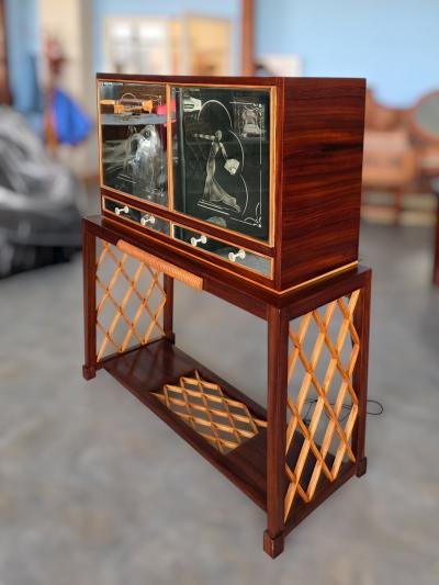 Italian Art Deco Rationalist Mirrored Sideboard or Cabinet Bar 1930s