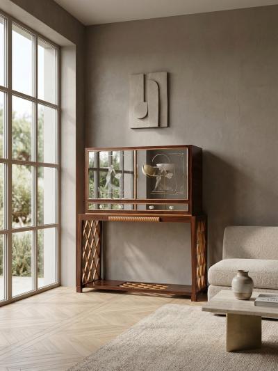Italian Art Deco Rationalist Mirrored Sideboard or Cabinet Bar 1930s