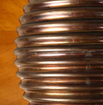 Italian Art Deco Ribbed Copper and Brass Vase circa 1930