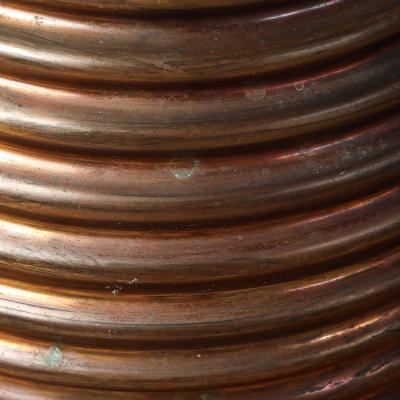 Italian Art Deco Ribbed Copper and Brass Vase circa 1930