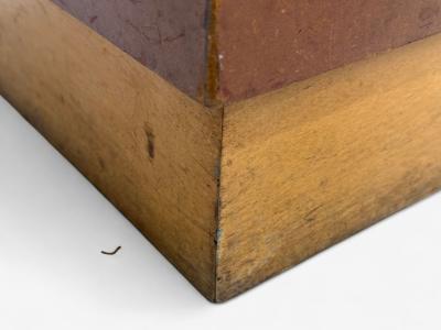 Italian Art Deco Stained Wood Brown Fabric Ottomans or Poufs Italy 1930s