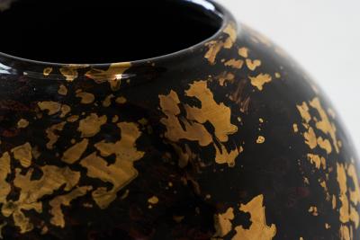 Italian Art Deco Studio Pottery Vase with Gold Flakes 1940s