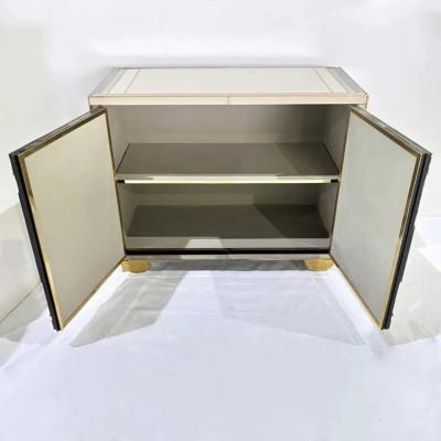 Italian Art Deco Style Cabinet Server with New York Skyline Glass Decoration