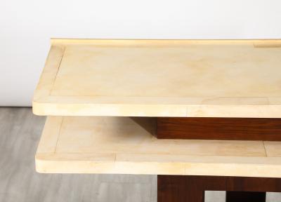 Italian Art Deco Vellum and Wood Console Table Italy circa 1940