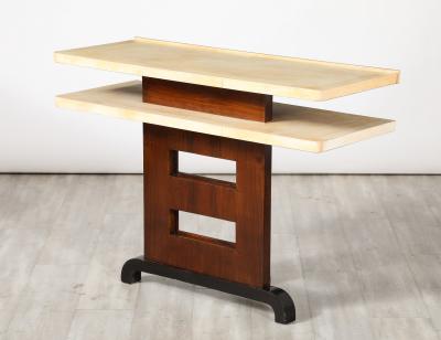 Italian Art Deco Vellum and Wood Console Table Italy circa 1940
