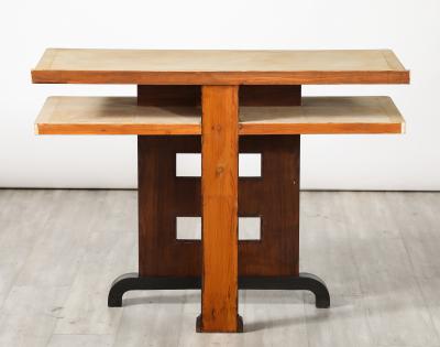 Italian Art Deco Vellum and Wood Console Table Italy circa 1940