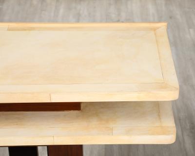 Italian Art Deco Vellum and Wood Console Table Italy circa 1940