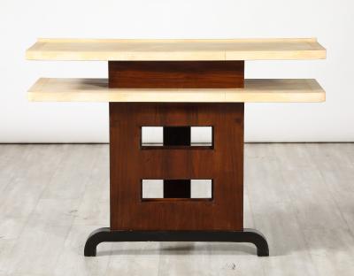 Italian Art Deco Vellum and Wood Console Table Italy circa 1940