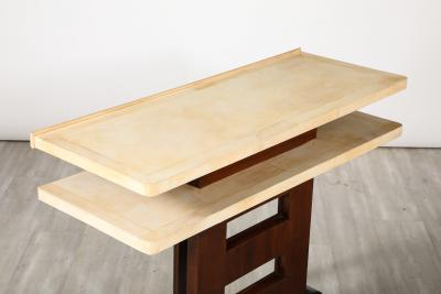 Italian Art Deco Vellum and Wood Console Table Italy circa 1940
