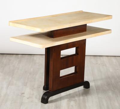Italian Art Deco Vellum and Wood Console Table Italy circa 1940