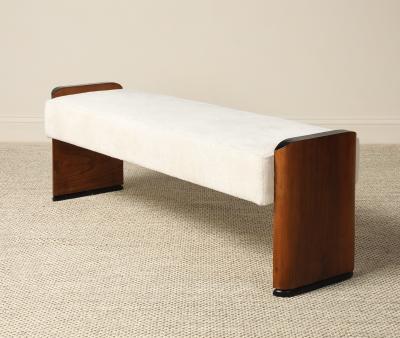Italian Art Deco Walnut Bench circa 1940