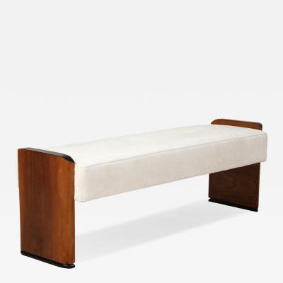 Italian Art Deco Walnut Bench circa 1940
