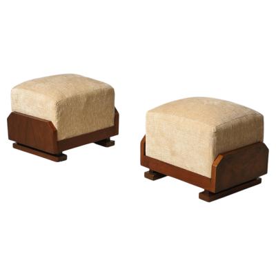 Italian Art Deco Walnut Foot Stool circa 1930