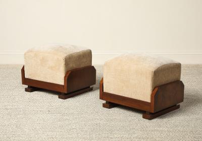 Italian Art Deco Walnut Foot Stool circa 1930