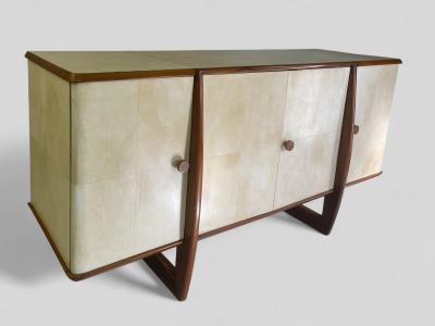 Italian Art Deco Walnut and Parchment Sideboard 1940s Design