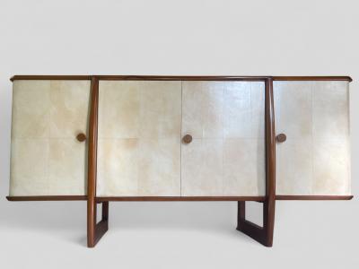 Italian Art Deco Walnut and Parchment Sideboard 1940s Design