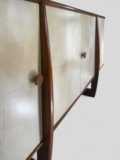 Italian Art Deco Walnut and Parchment Sideboard 1940s Design