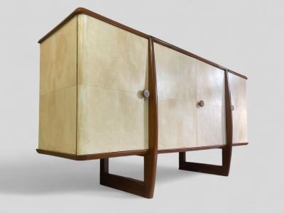 Italian Art Deco Walnut and Parchment Sideboard 1940s Design