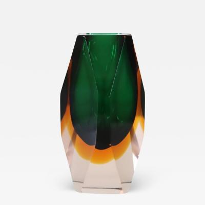 Italian Art Glass Green Small Vase by Flavio Poli for A Mandruzzato 1960s