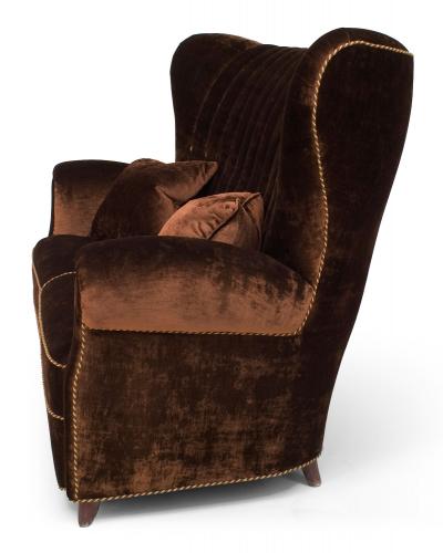 Italian Art Modern Brown Velvet Loveseat