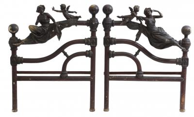 Italian Art Nouveau Iron and Bronze Double Bed 1900 Italy