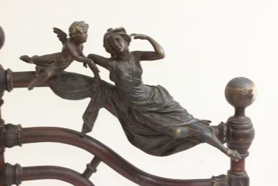 Italian Art Nouveau Iron and Bronze Double Bed 1900 Italy
