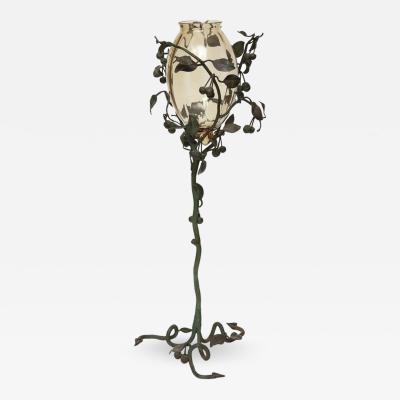 Italian Art Nouveau Iron and Glass Vase