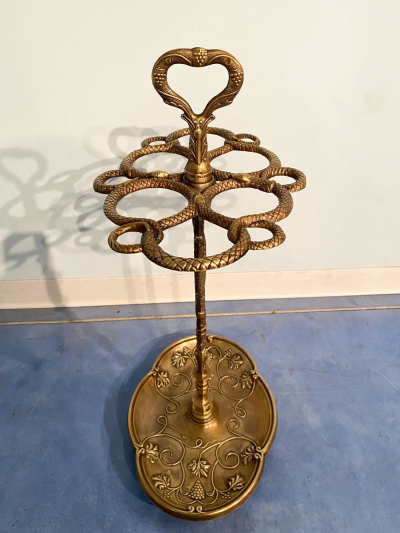 Italian Art Nouveau Liberty Brass Umbrella Stand 1930s