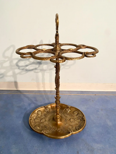 Italian Art Nouveau Liberty Brass Umbrella Stand 1930s
