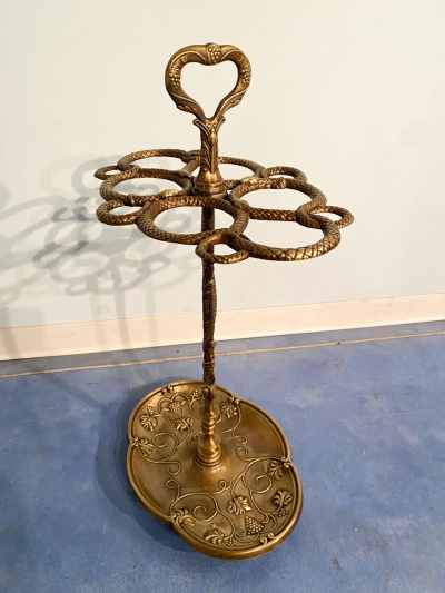 Italian Art Nouveau Liberty Brass Umbrella Stand 1930s