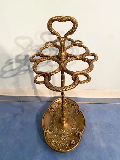 Italian Art Nouveau Liberty Brass Umbrella Stand 1930s