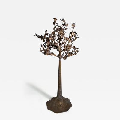 Italian Art Nouveau gilded metal tree sculpture