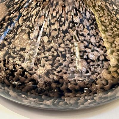 Italian Aventurine Vintage Murano Glass Black Copper Large Bottle with Stopper