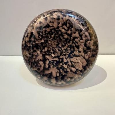 Italian Aventurine Vintage Murano Glass Black Copper Large Bottle with Stopper