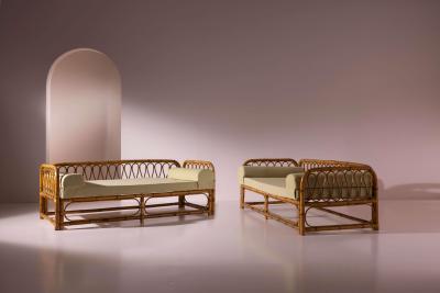 Italian Bamboo and Rattan Daybed 1950s