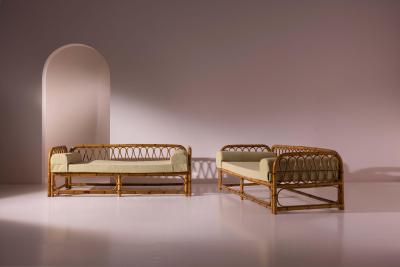 Italian Bamboo and Rattan Daybed 1950s