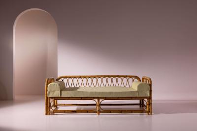 Italian Bamboo and Rattan Daybed 1950s