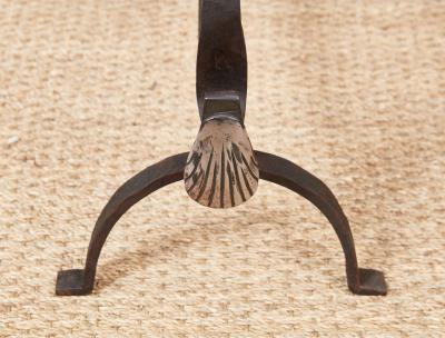 Italian Baroque Brass and Iron Shell Andirons