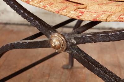 Italian Baroque Iron and Brass Faldistorio