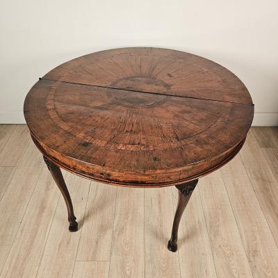 Italian Baroque Olive Walnut Folding Table Possibly Venetian circa 1760