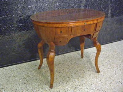 Italian Baroque Oval Fruitwood Veneered and Inlaid Desk Late 17th Century