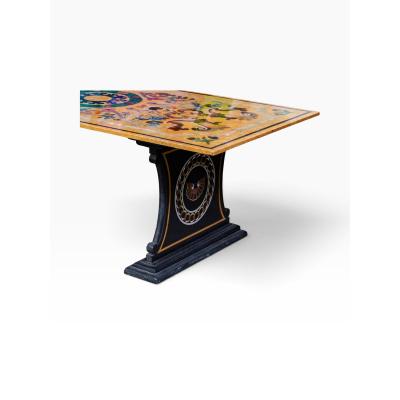 Italian Baroque Scagliola Style Painted Marble Top Dining or Refectory Table