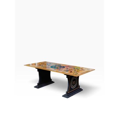 Italian Baroque Scagliola Style Painted Marble Top Dining or Refectory Table