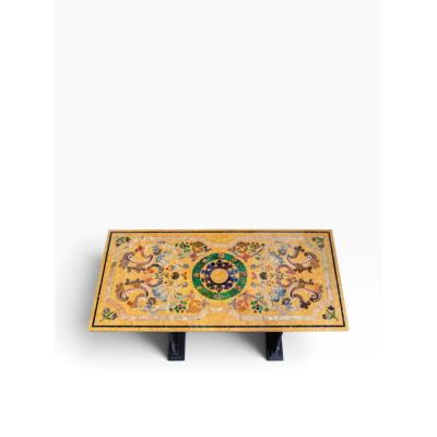 Italian Baroque Scagliola Style Painted Marble Top Dining or Refectory Table