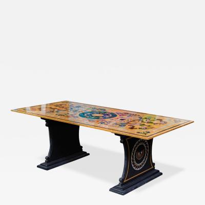 Italian Baroque Scagliola Style Painted Marble Top Dining or Refectory Table