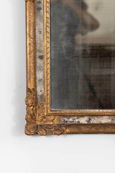 Italian Baroque Style Carved Giltwood Frame with Mercury Plate Circa 1850