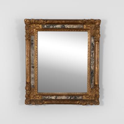 Italian Baroque Style Carved Giltwood Frame with Mercury Plate Circa 1850